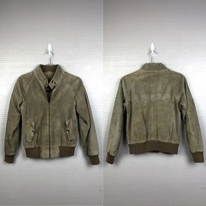 Vintage | Suede Leather Bomber Jacket Scalloped 8
